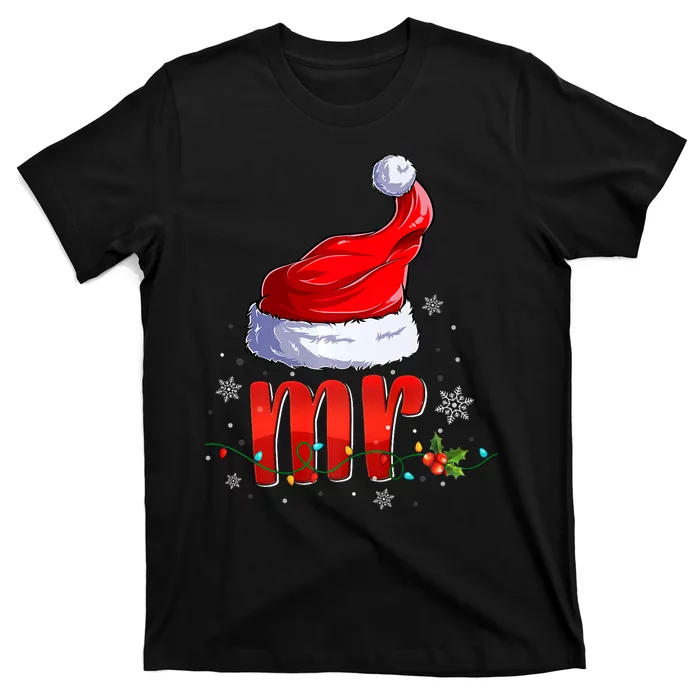 Mr And Mrs Santa Hat Matching Couples Christmas Pajamas P T-Shirt