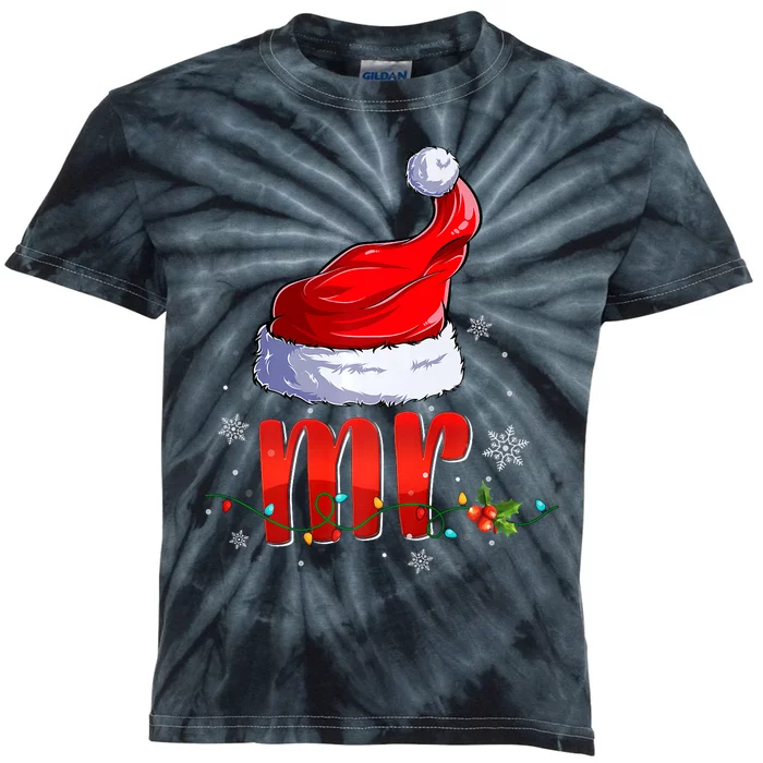 Mr And Mrs Santa Hat Matching Couples Christmas Pajamas P Kids Tie-Dye T-Shirt