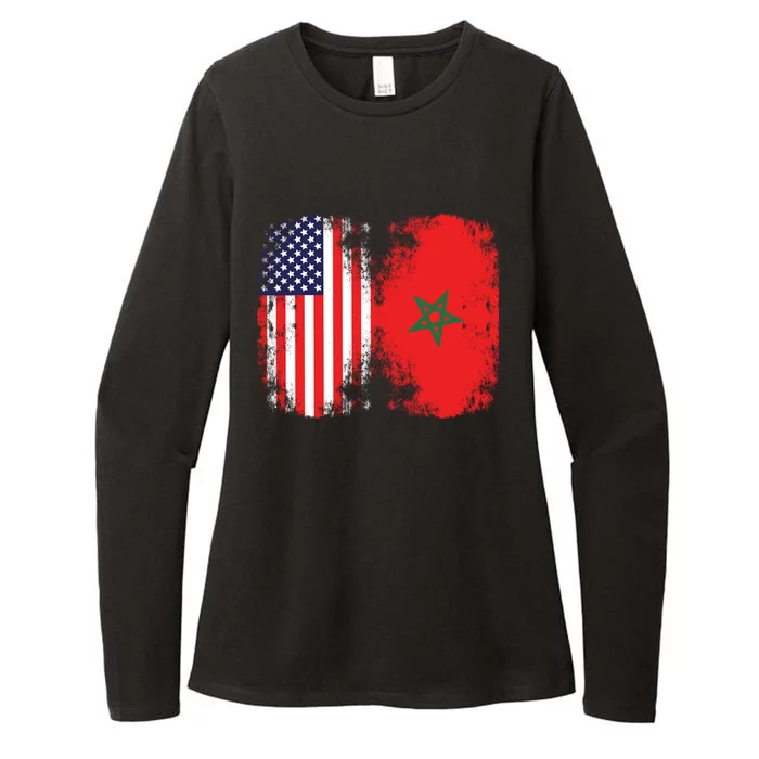 Moorish American Morocco Flag Moroccan Soccer Supporter Meaningful Gift Womens CVC Long Sleeve Shirt