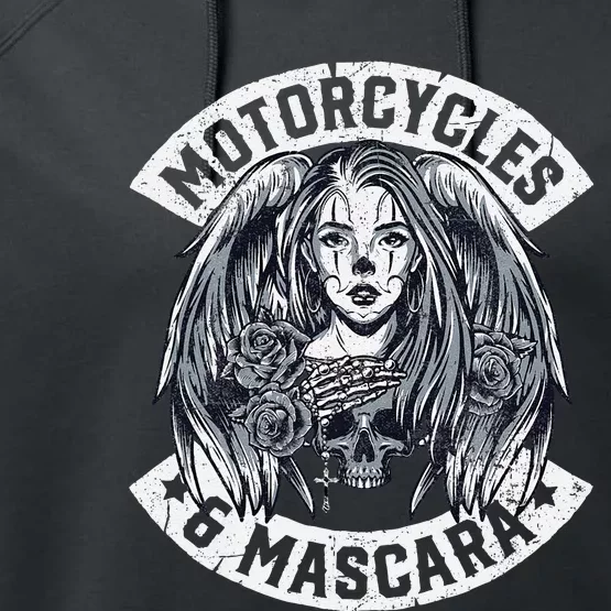 Motorcycles And Mascara Cute Motorcycle Chick Biker Girl Performance Fleece Hoodie