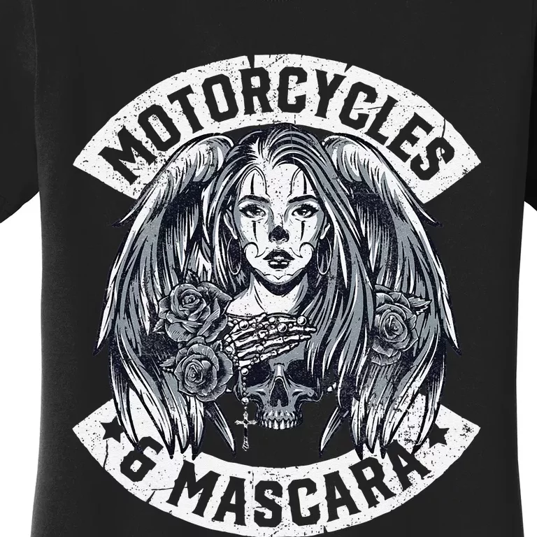 Motorcycles And Mascara Cute Motorcycle Chick Biker Girl Women's T-Shirt