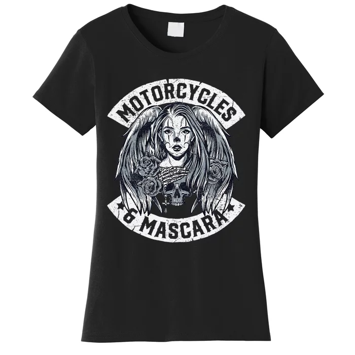 Motorcycles And Mascara Cute Motorcycle Chick Biker Girl Women's T-Shirt