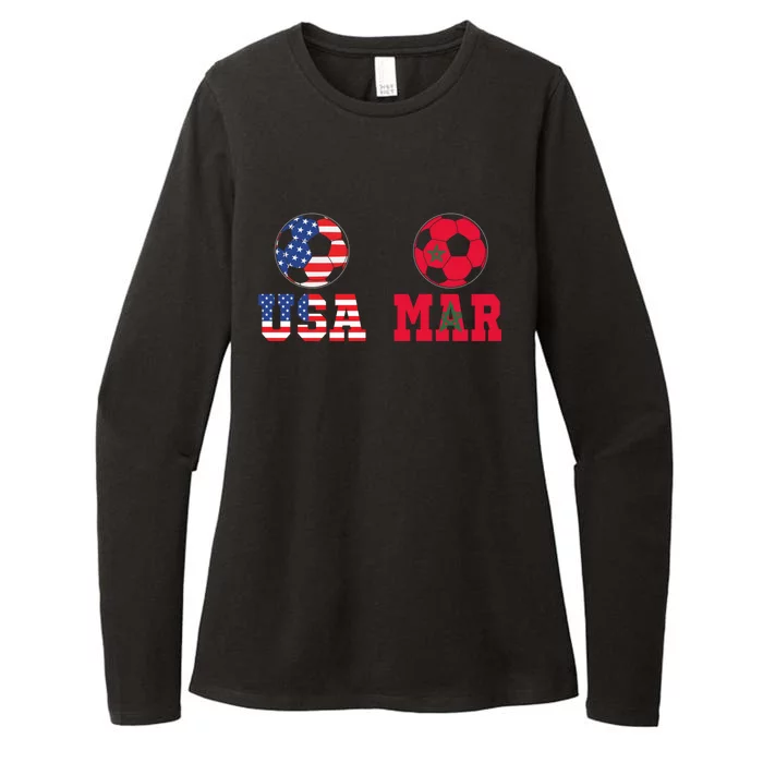 Moorish American Morocco Flag Moroccan Soccer Supporter Gift Womens CVC Long Sleeve Shirt