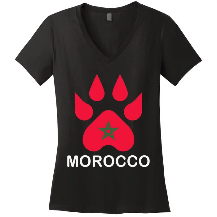 Moorish American Morocco Flag Moroccan Soccer Supporter Women's V-Neck T-Shirt