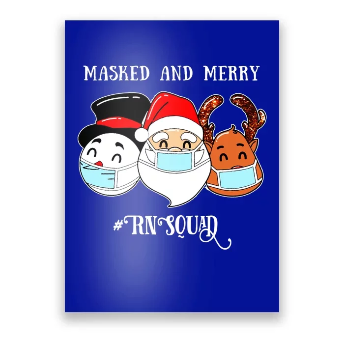 Merry And Masked Rn Squad Santas Pajama Hat Christmas Meaningful Gift Poster