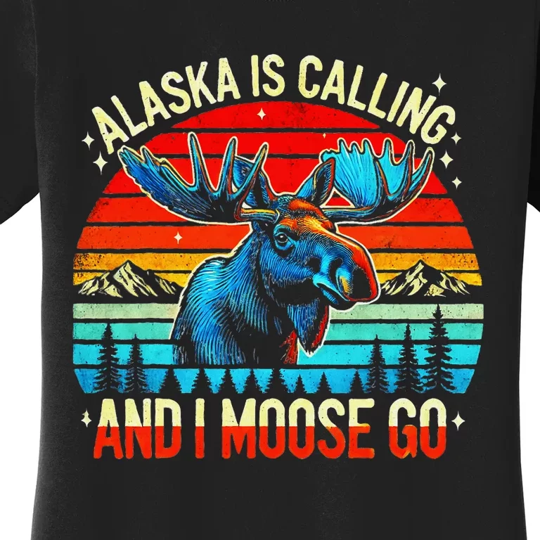 M348 Alaska Moose Rack Tourist Travel Funny Women's T-Shirt