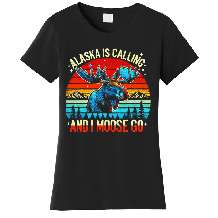 M348 Alaska Moose Rack Tourist Travel Funny Women's T-Shirt