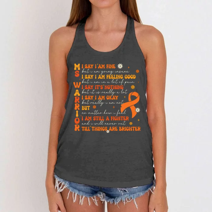 Ms Awareness Multiple Sclerosis Awareness Women's Knotted Racerback Tank