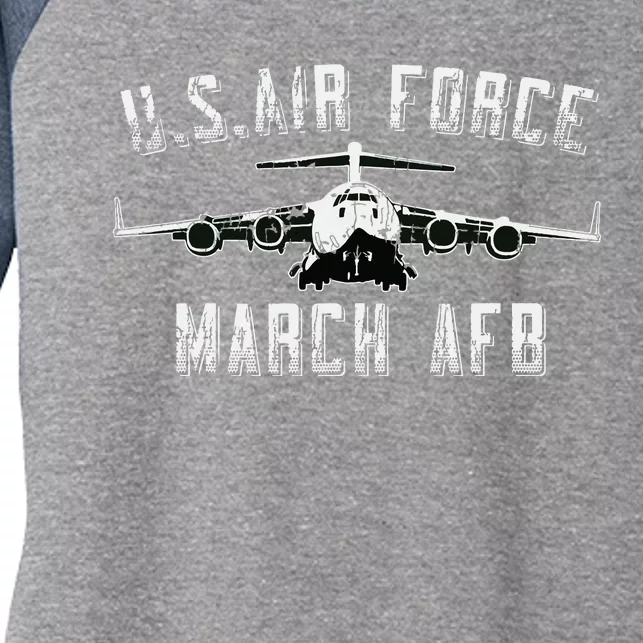 March Afb March Force Base California Veteran Gift Women's Tri-Blend 3/4-Sleeve Raglan Shirt