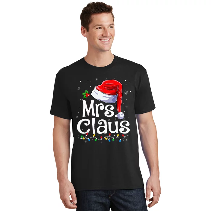 Mr And Mrs Claus Couples Matching Christmas Pajamas Santa T-Shirt