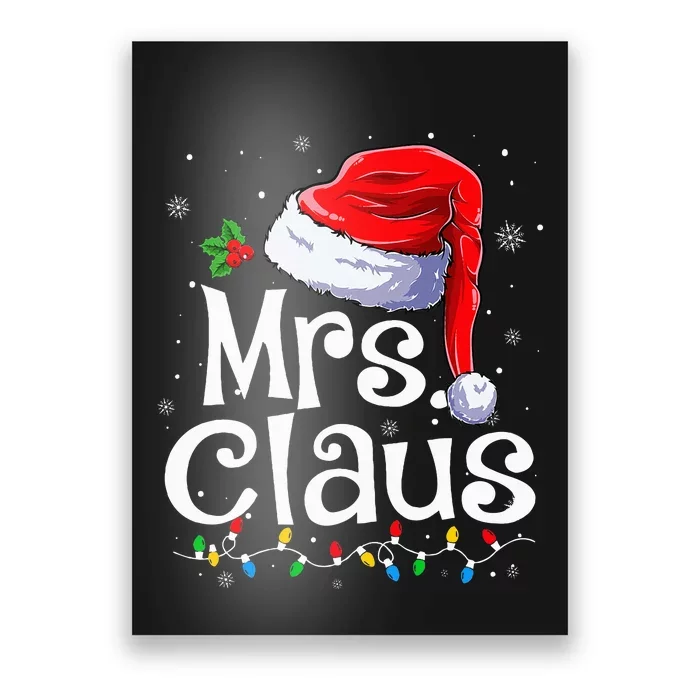 Mr And Mrs Claus Couples Matching Christmas Pajamas Santa Poster