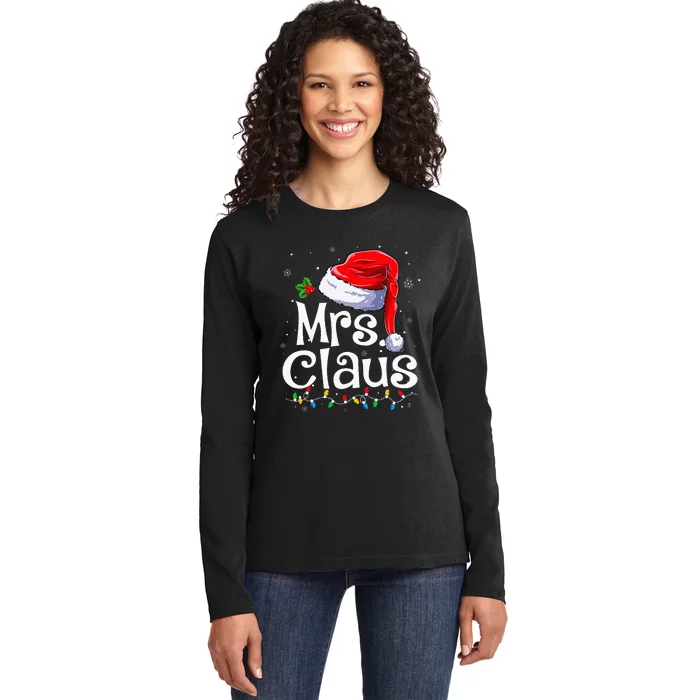 Mr And Mrs Claus Couples Matching Christmas Pajamas Santa Ladies Long Sleeve Shirt