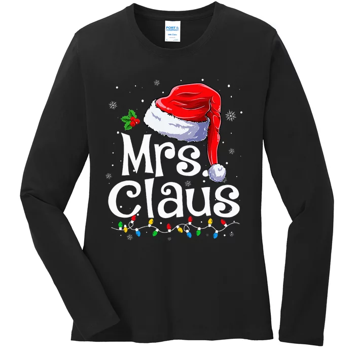 Mr And Mrs Claus Couples Matching Christmas Pajamas Santa Ladies Long Sleeve Shirt