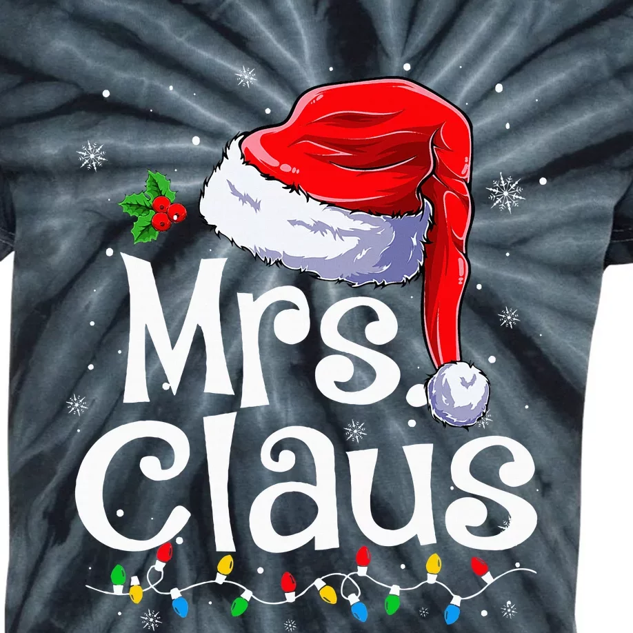 Mr And Mrs Claus Couples Matching Christmas Pajamas Santa Kids Tie-Dye T-Shirt