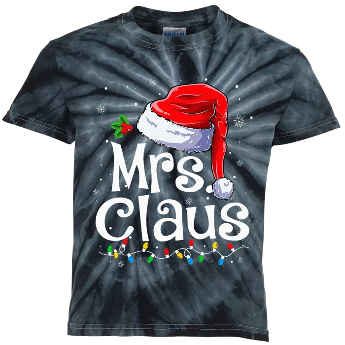 Mr And Mrs Claus Couples Matching Christmas Pajamas Santa Kids Tie-Dye T-Shirt