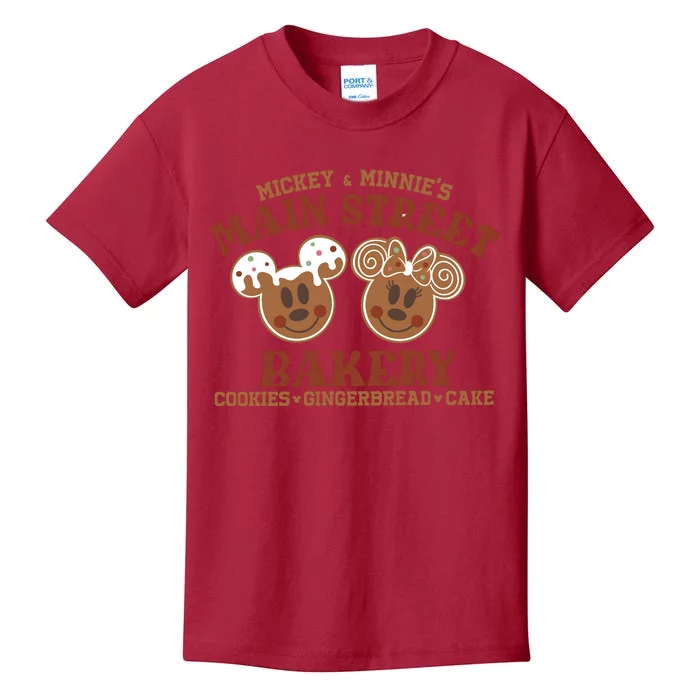 Mouse And Minnie Main Street Bakery Holiday Christmas Season Kids T-Shirt