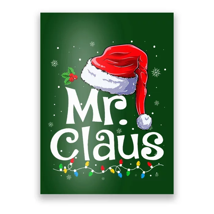 Mr and Mrs Claus Couples Matching Christmas Pajamas Santa Poster