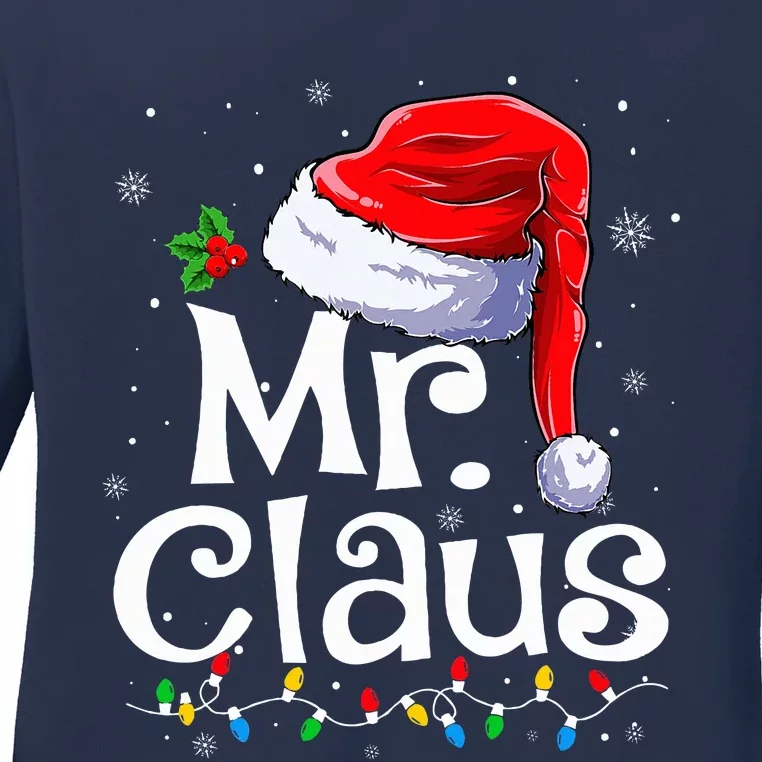 Mr and Mrs Claus Couples Matching Christmas Pajamas Santa Ladies Long Sleeve Shirt