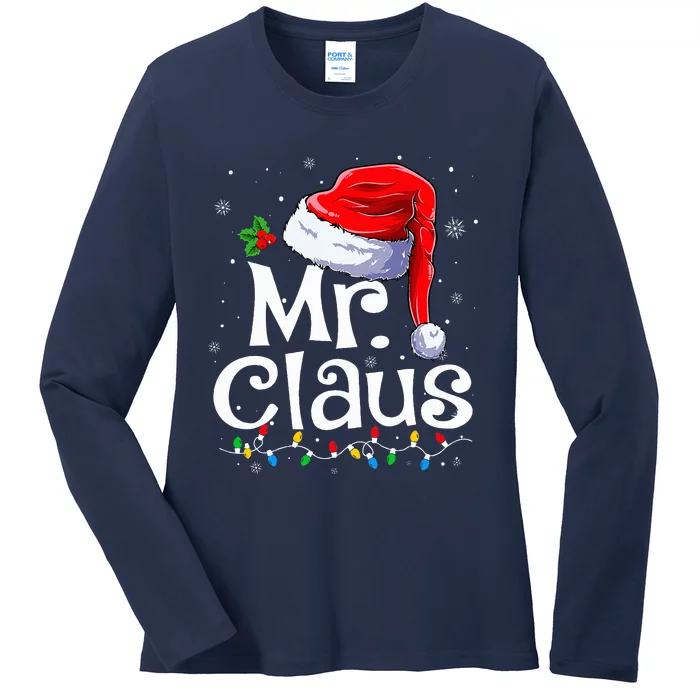 Mr and Mrs Claus Couples Matching Christmas Pajamas Santa Ladies Long Sleeve Shirt