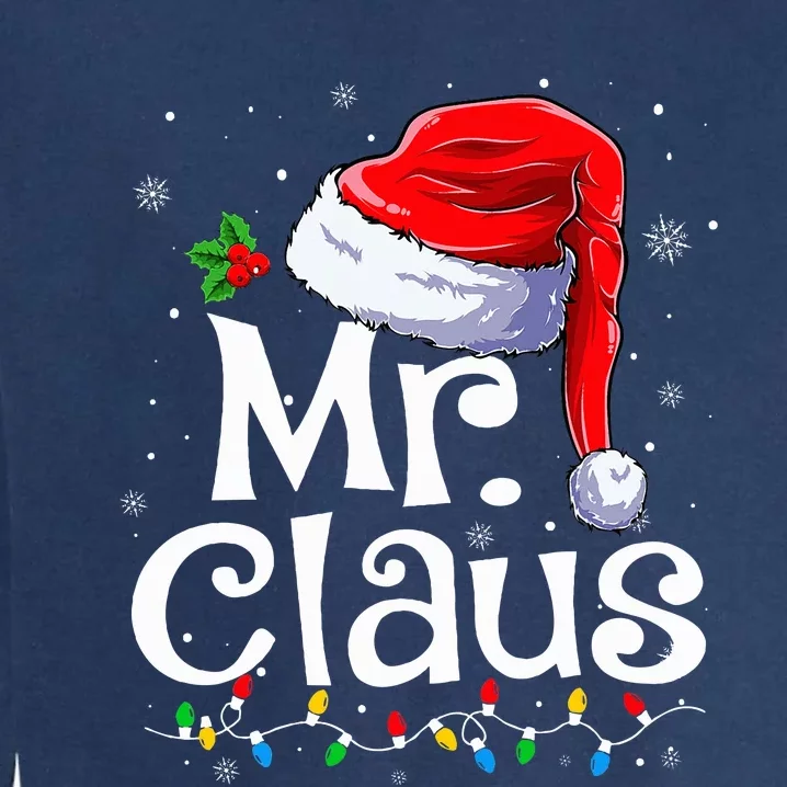 Mr and Mrs Claus Couples Matching Christmas Pajamas Santa Garment-Dyed Sweatshirt