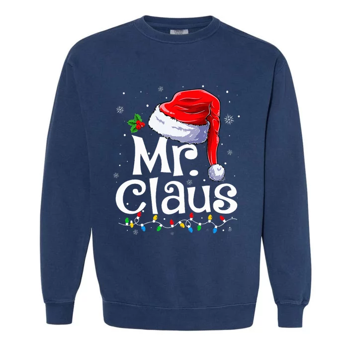 Mr and Mrs Claus Couples Matching Christmas Pajamas Santa Garment-Dyed Sweatshirt