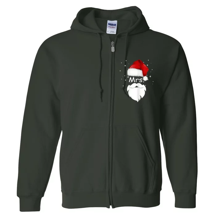 Mr And Mrs Claus Christmas Couples Matching Santa Pajamas Full Zip Hoodie