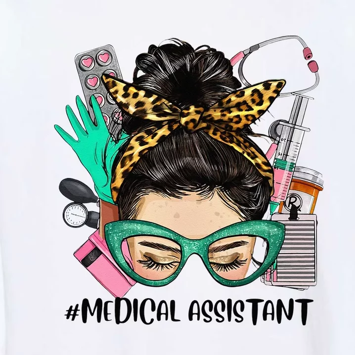 MEDICAL ASSISTANT Messy Bun Afro Hair Nurse Life Healthcare Garment-Dyed Sweatshirt