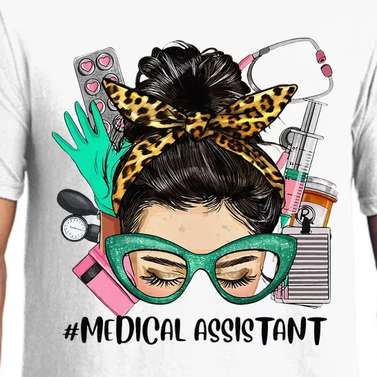 MEDICAL ASSISTANT Messy Bun Afro Hair Nurse Life Healthcare Pajama Set