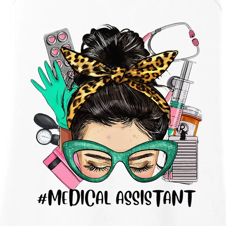 MEDICAL ASSISTANT Messy Bun Afro Hair Nurse Life Healthcare Ladies Essential Tank