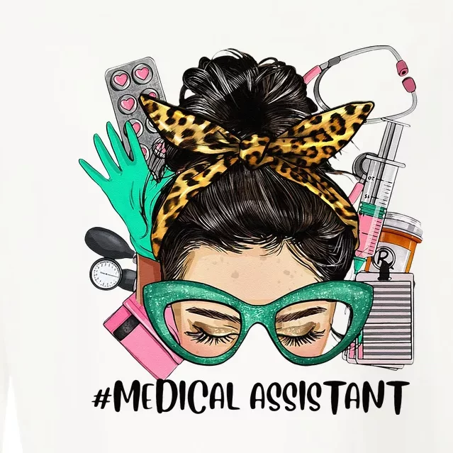 MEDICAL ASSISTANT Messy Bun Afro Hair Nurse Life Healthcare Cropped Pullover Crew