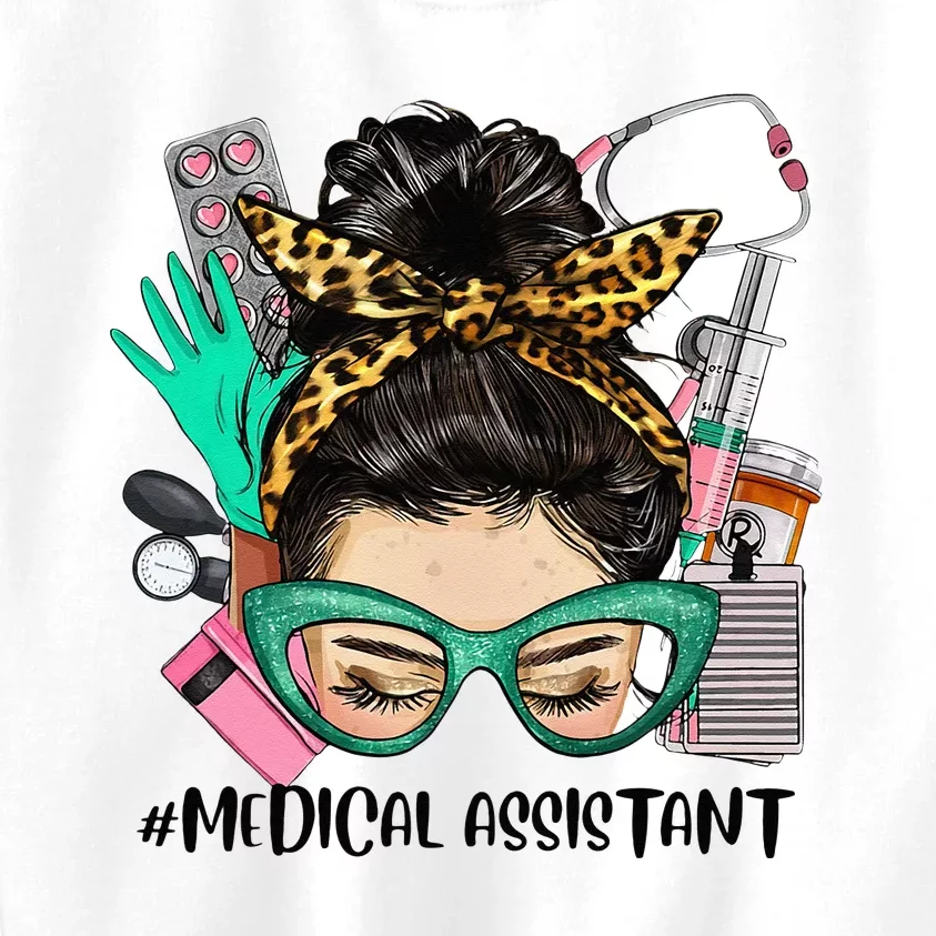 MEDICAL ASSISTANT Messy Bun Afro Hair Nurse Life Healthcare Kids Sweatshirt