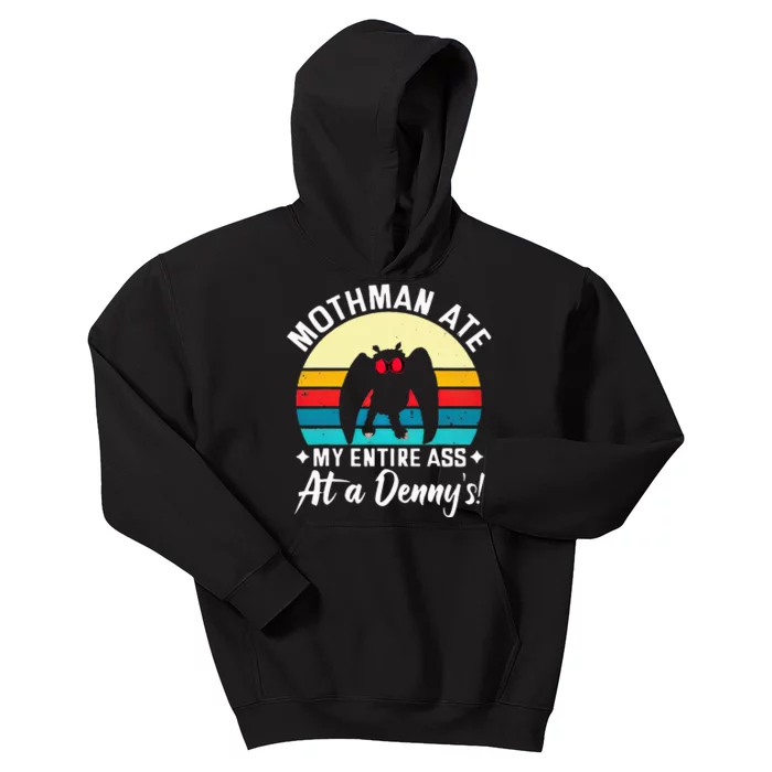 Mothman Ate My Entire Ass Mothman Cryptid Kids Hoodie