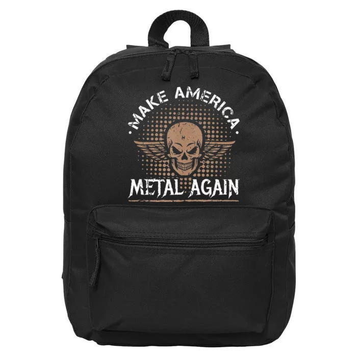 Make America Metal Again Skull Rock And Roll Heavy Music 16 in Basic Backpack