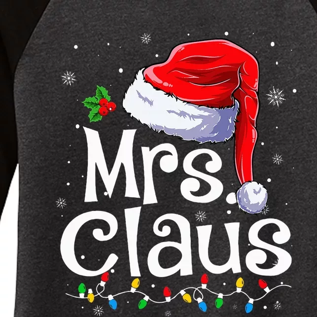 Mr and Mrs Claus Couples Matching xmas Pajamas Santa Women's Tri-Blend 3/4-Sleeve Raglan Shirt