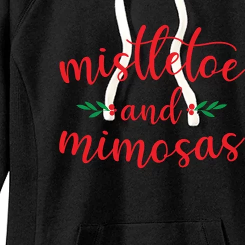 Mistletoe And Mimosas Cute Christmas Holiday Funny Mom Gift Women's Fleece Hoodie