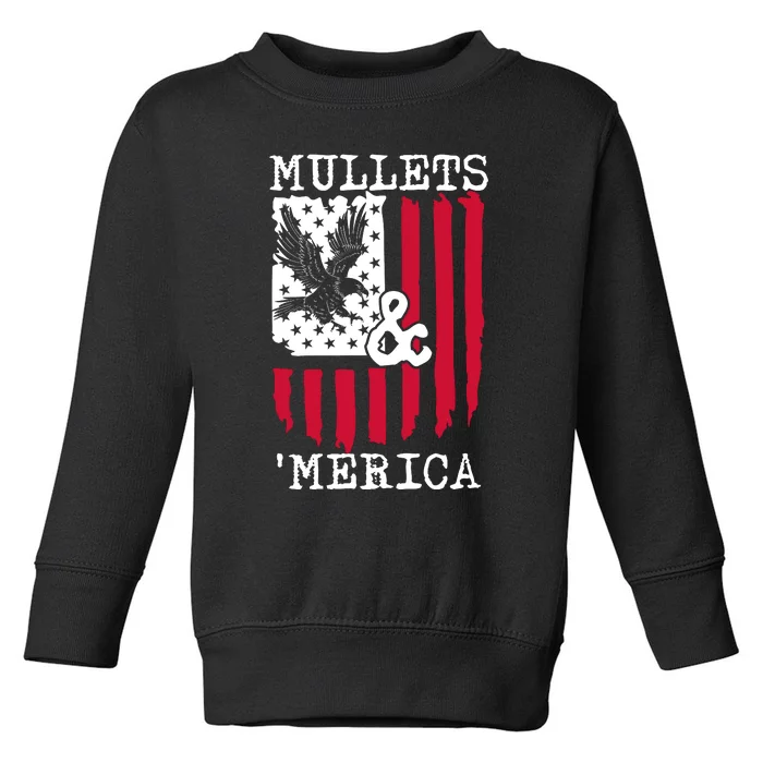 Mullets And Merica Mullet Eagle Flag | Party In The Back Toddler Sweatshirt