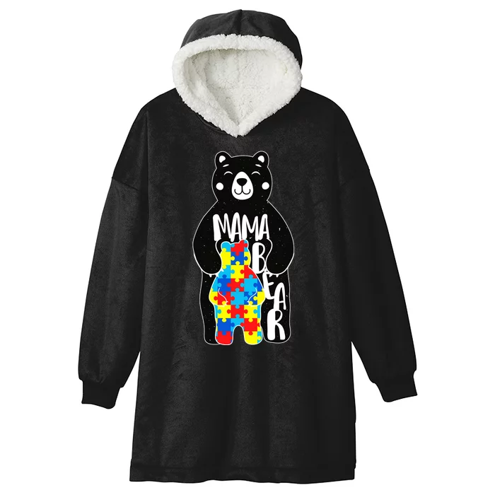 Mama Bear Autism Awareness Hooded Wearable Blanket