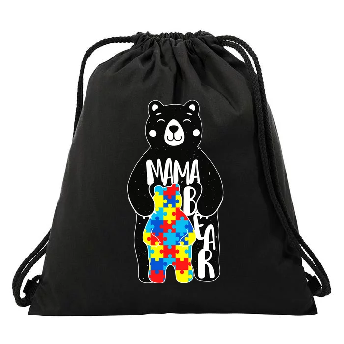 Mama Bear Autism Awareness Drawstring Bag