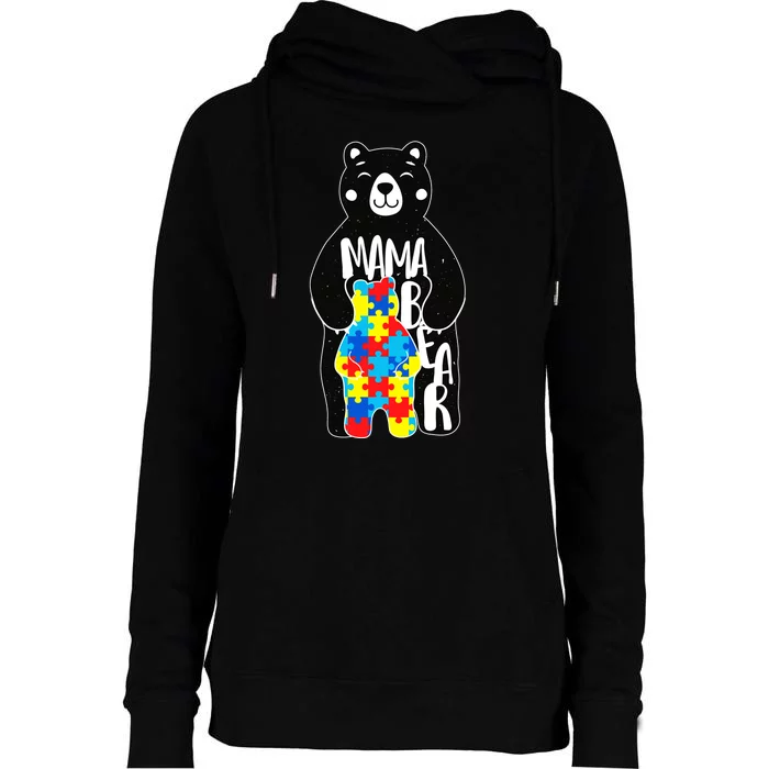 Mama Bear Autism Awareness Womens Funnel Neck Pullover Hood