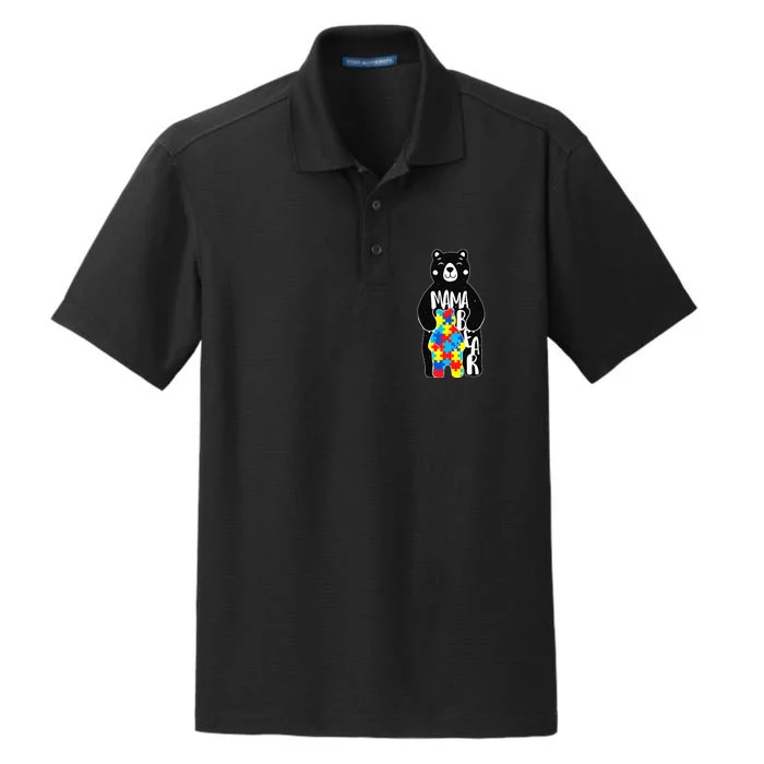 Mama Bear Autism Awareness Dry Zone Grid Performance Polo