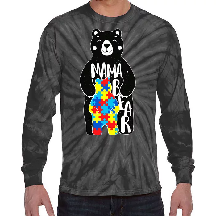 Mama Bear Autism Awareness Tie-Dye Long Sleeve Shirt