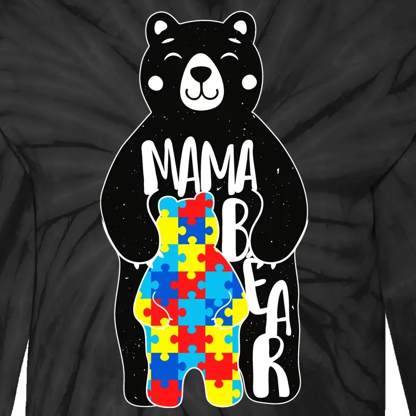 Mama Bear Autism Awareness Tie-Dye Long Sleeve Shirt