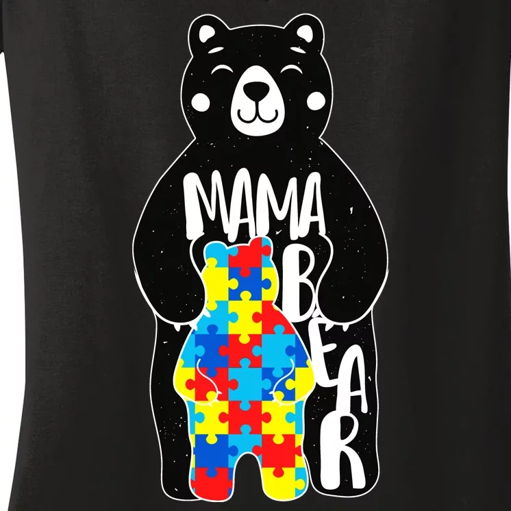 Mama Bear Autism Awareness Women's V-Neck T-Shirt