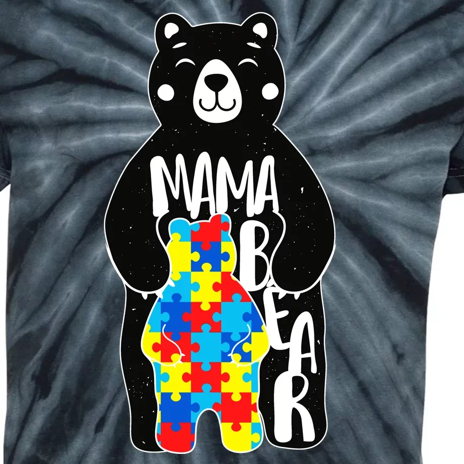 Mama Bear Autism Awareness Kids Tie-Dye T-Shirt