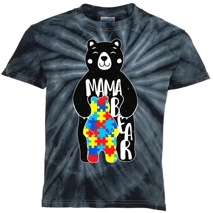 Mama Bear Autism Awareness Kids Tie-Dye T-Shirt