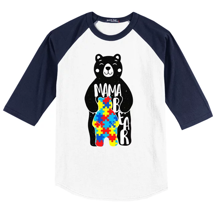 Mama Bear Autism Awareness Baseball Sleeve Shirt