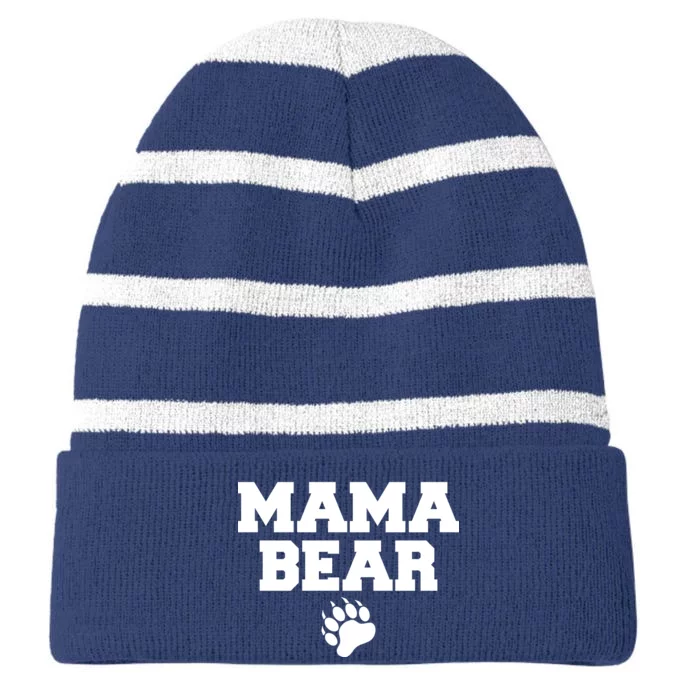 Mama Bear Claw Mom Striped Beanie with Solid Band