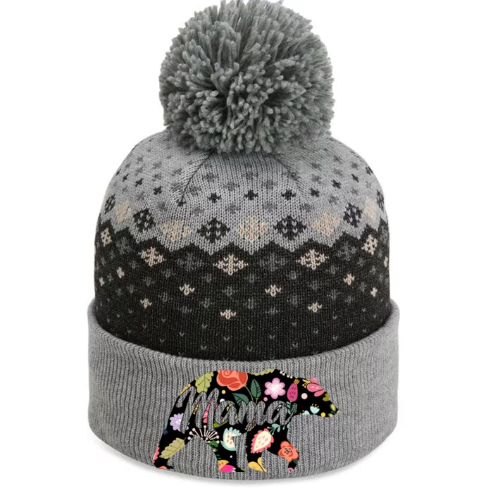 Mama Bear Cute Flower Pattern The Baniff Cuffed Pom Beanie