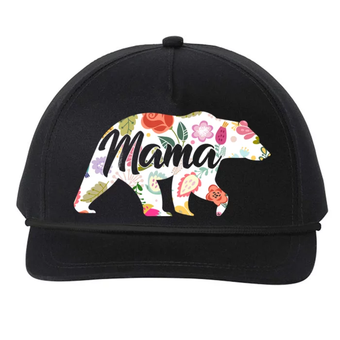 Mama Bear Cute Flower Pattern Snapback Five-Panel Rope Hat