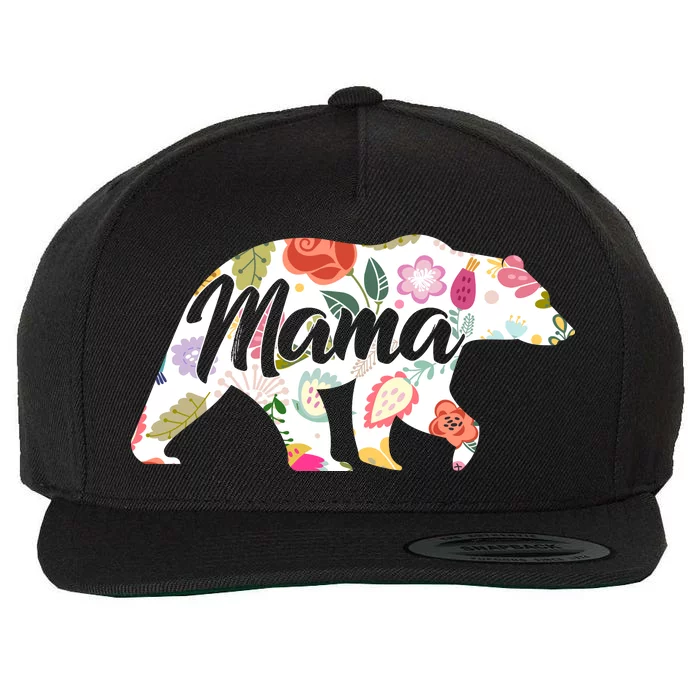 Mama Bear Cute Flower Pattern Wool Snapback Cap